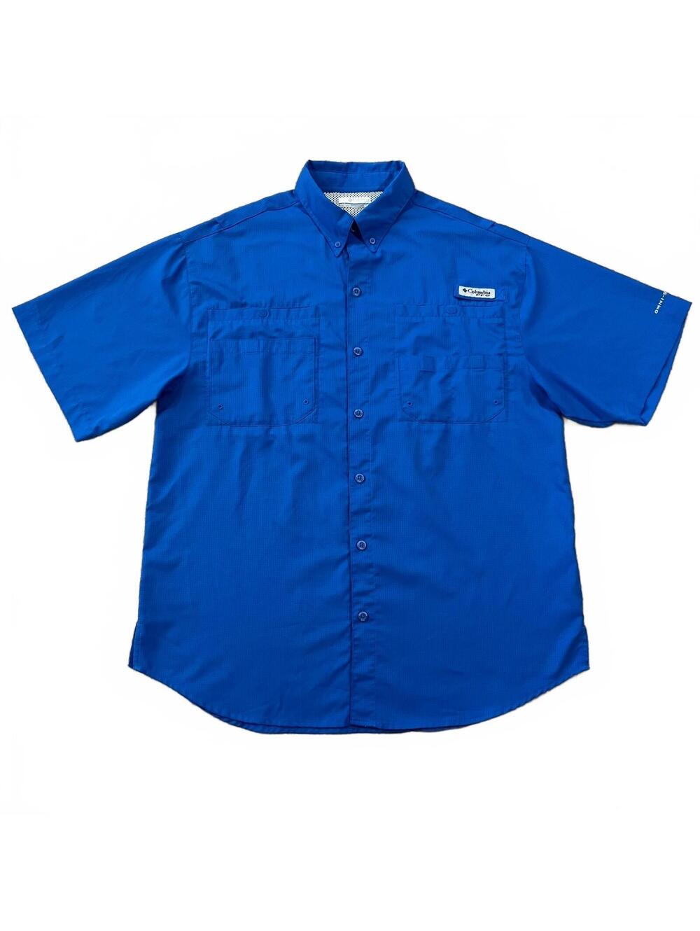 Columbia PFG Mens Tamiami II Short Sleeve Button Up Shirt Blue Size Medium
